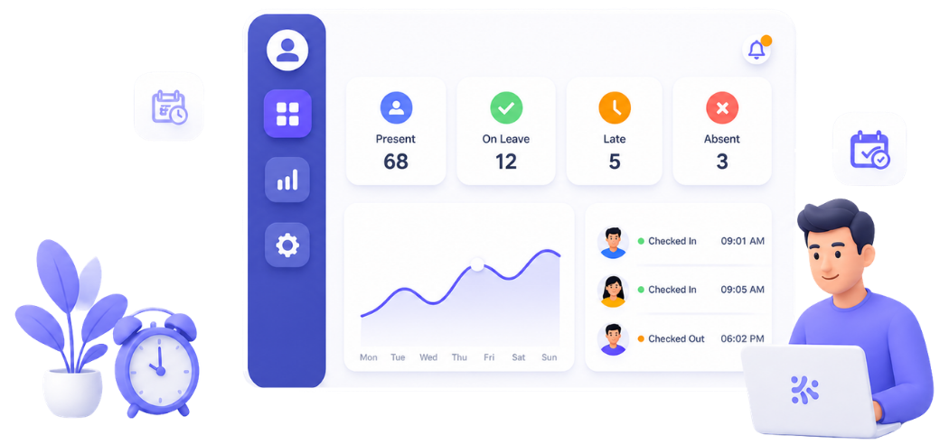 Employee attendance tracking app with biometric system
