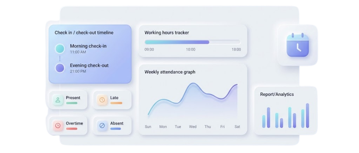 Employee attendance tracking app with biometric system